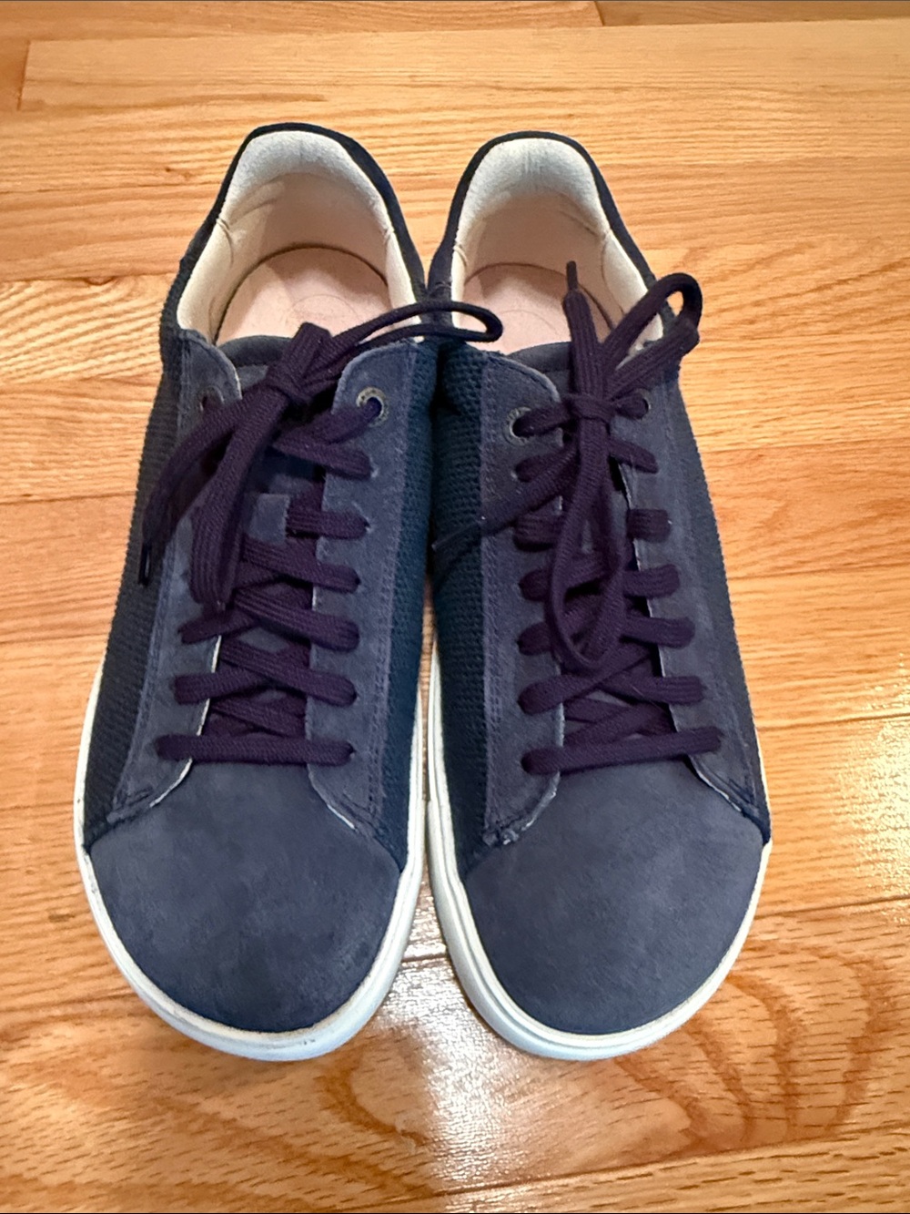 Birkenstock Navy Suede & Mesh Low-Top Sneakers